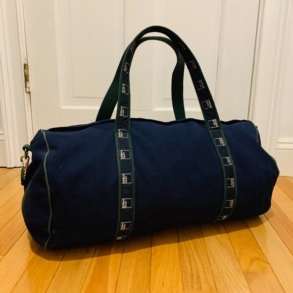 21” Goldman Sachs Canvas Duffel Green & Navy Banker Bag - Picture 6 of 16